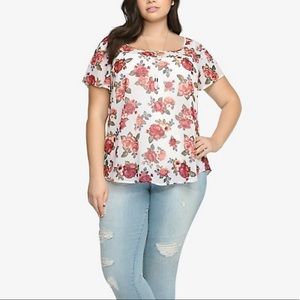 Torrid Floral Print Chiffon Top